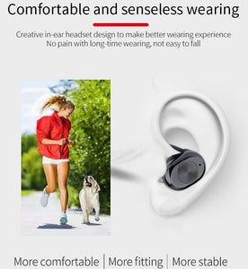 Wireless Bluetooth 5.0 earbuds with charging base